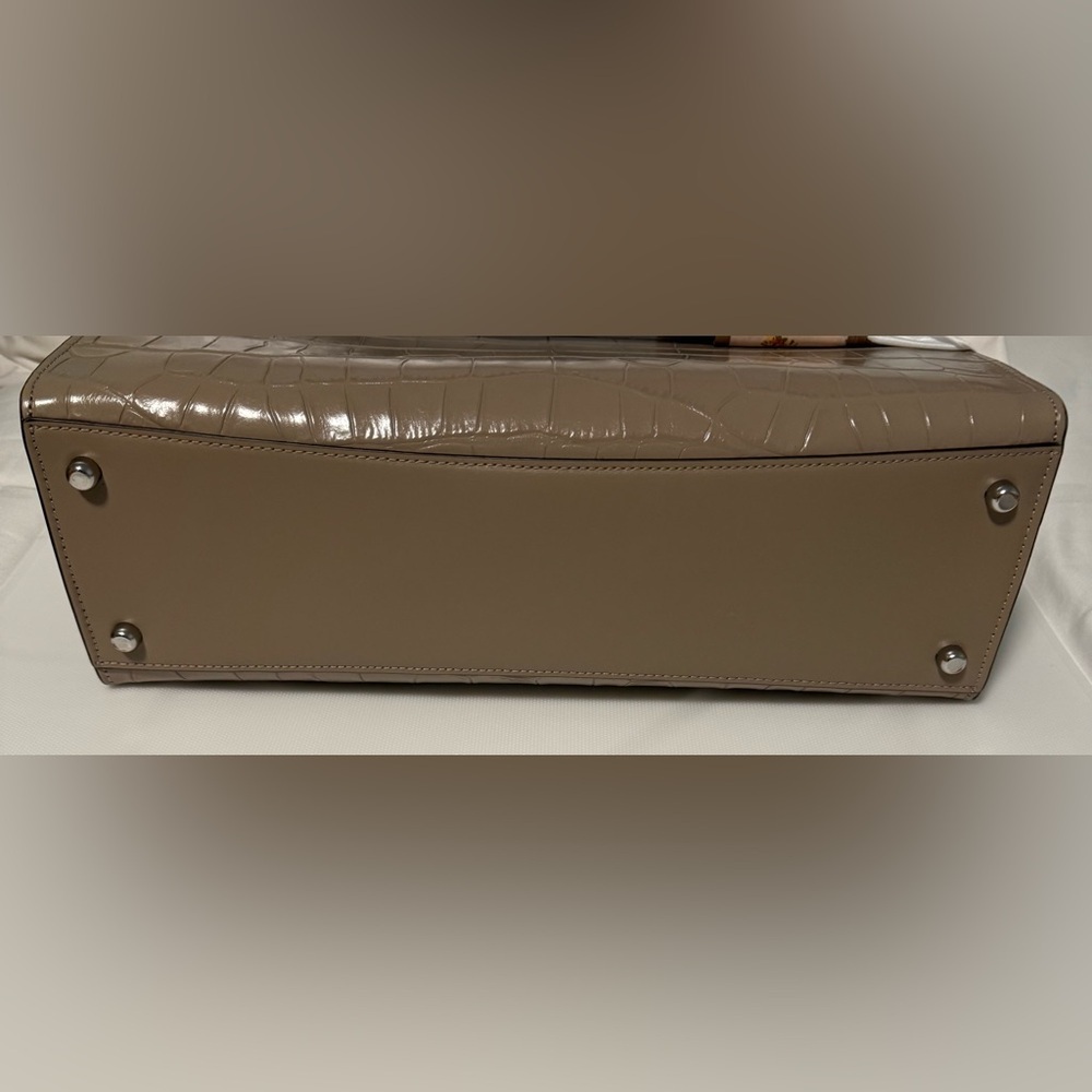 Coach Croc Embossed “Nina” Tan shoulder Bag! With Free Bag Scarf! NWT - Picture 7 of 8